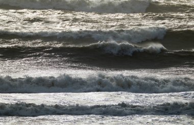 İtalya, Sicilya, Akdeniz, dalgalı deniz dalgaları