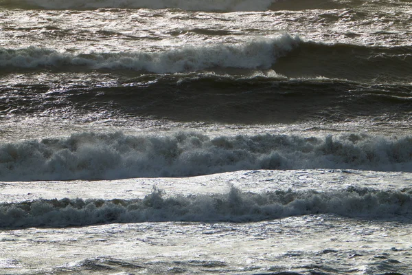 Italië Sicilië Middellandse Zee Ruwe Zee Golven — Stockfoto