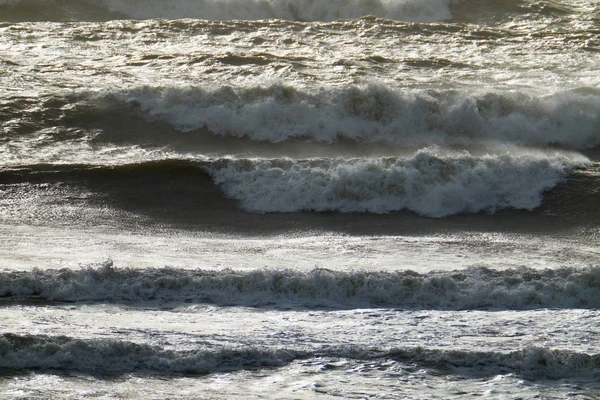 Italia Sicilia Mar Mediterráneo Olas Mar Agitadas —  Fotos de Stock