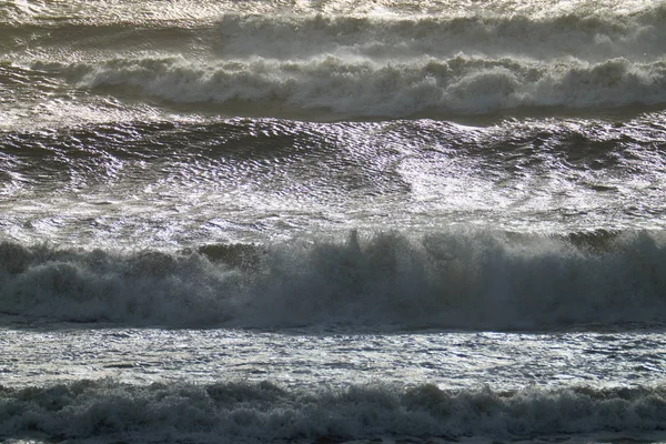 Włochy Sycylia Morze Śródziemne Wzburzone Fale Morskie — Zdjęcie stockowe