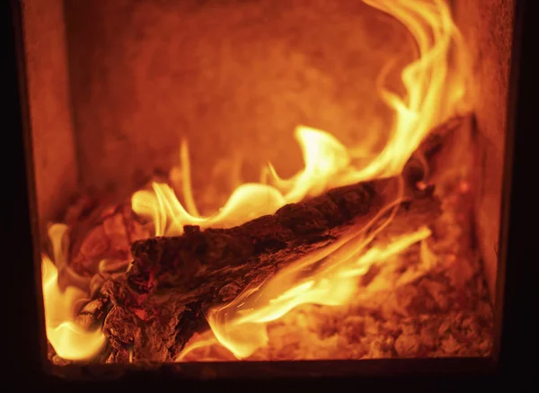 Bois Chauffage Dans Poêle — Photo