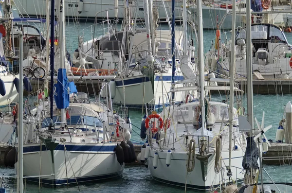 Italy Sicily Mediterranean Sea Marina Ragusa December 2018 Sailing Boats — Stock Photo, Image