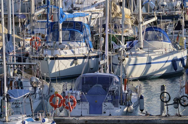 Italië Sicilië Middellandse Zee Marina Ragusa December 2018 Zeilboten Haven — Stockfoto