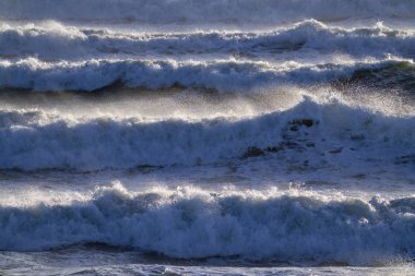 İtalya, Sicilya, Akdeniz, dalgalı deniz dalgaları
