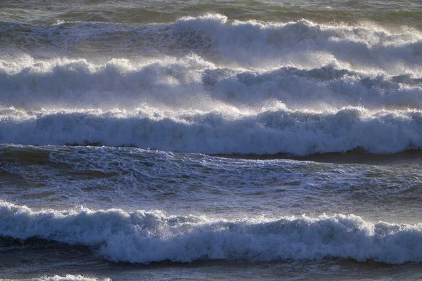 Italia Sicilia Mar Mediterráneo Olas Mar Agitadas —  Fotos de Stock