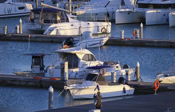 Italy Sicily Mediterranean Sea Marina Ragusa December 2018 People Boats — Stock Photo, Image