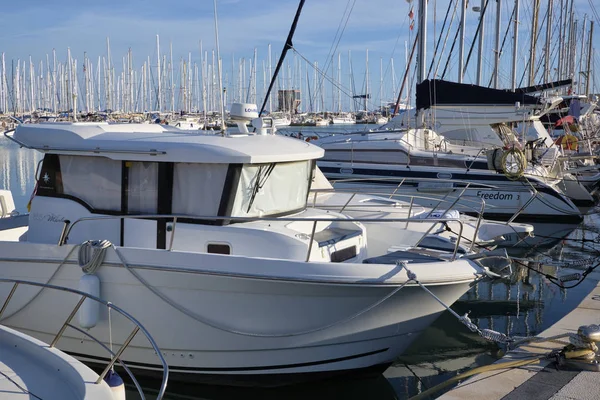 Italië Sicilië Middellandse Zee Marina Ragusa December 2018 Motorboten Luxe — Stockfoto