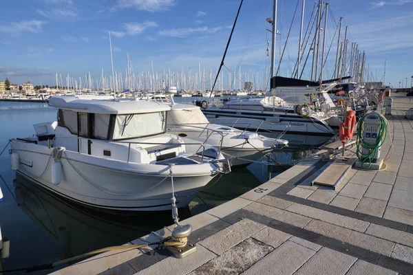 Italy Sicily Mediterranean Sea Marina Ragusa December 2018 Motor Boats — Stock Photo, Image