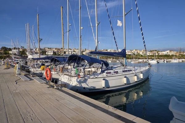 Itália Sicília Mar Mediterrâneo Marina Ragusa Dezembro 2018 Iates Luxo — Fotografia de Stock