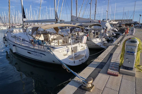 Itália Sicília Mar Mediterrâneo Marina Ragusa Dezembro 2018 Iates Luxo — Fotografia de Stock