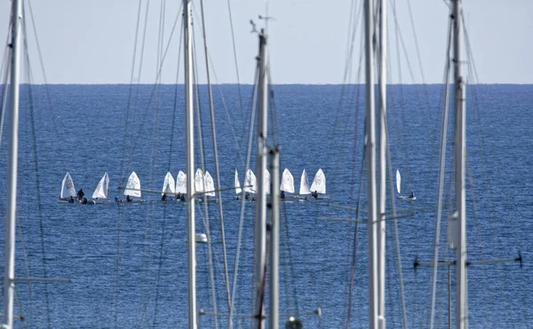 Italia Sicilia Mar Mediterráneo Marina Ragusa Diciembre 2018 Mástiles Velero — Foto de Stock