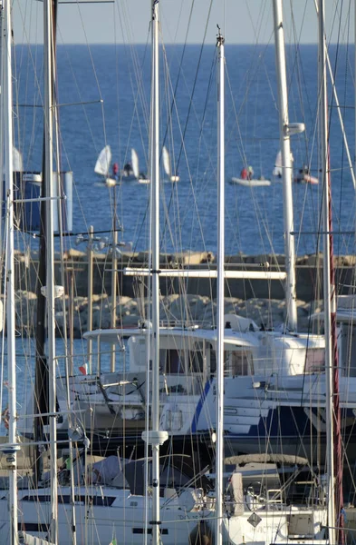 Italië Siciliy Middellandse Zee Marina Ragusa December 2018 Zeilboot Masten — Stockfoto