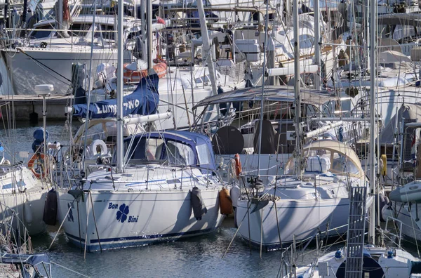 Italien Sizilien Mittelmeer Marina Ragusa Januar 2019 Segelboote Hafen Leitartikel — Stockfoto