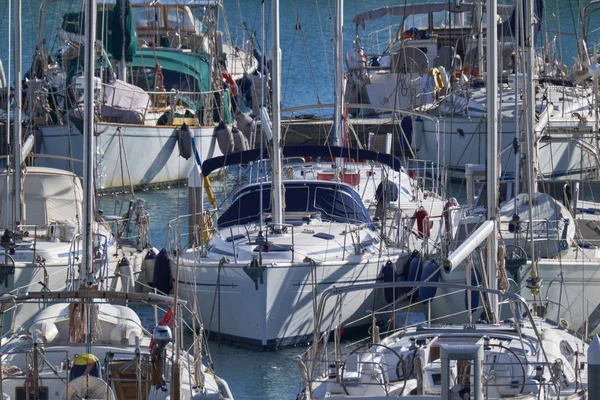 Italia Sicilia Mar Mediterráneo Marina Ragusa Enero 2019 Veleros Puerto — Foto de Stock