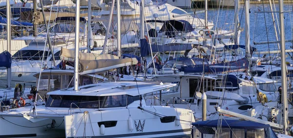 Italia Sicilia Mar Mediterráneo Marina Ragusa Enero 2019 Yates Lujo —  Fotos de Stock