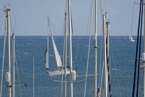 Italia Sicilia Mar Mediterráneo Marina Ragusa Mástiles Velero Puerto Deportivo — Foto de Stock