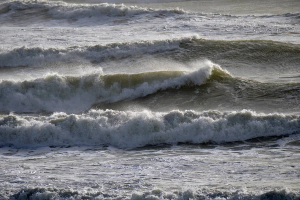 Italië Sicilië Kanaal Ruwe Middellandse Zee Winter — Stockfoto