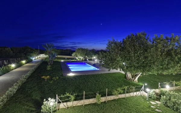 Italien Sizilien Santacroce Camerina Provinz Ragusa Landschaft Hausgarten Mit Schwimmbad — Stockfoto