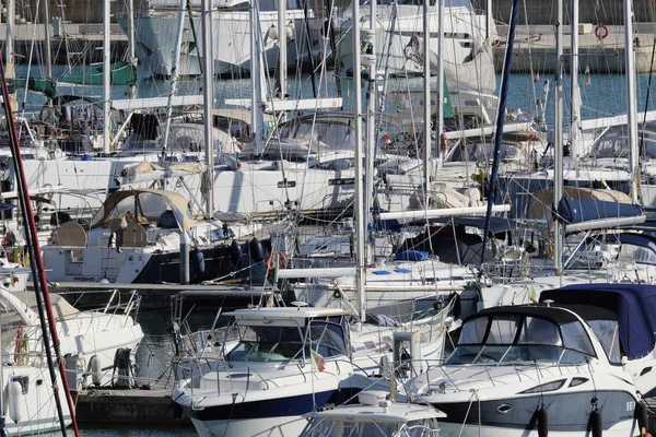 Itália Sicília Mar Mediterrâneo Marina Ragusa Janeiro 2019 Iates Luxo — Fotografia de Stock