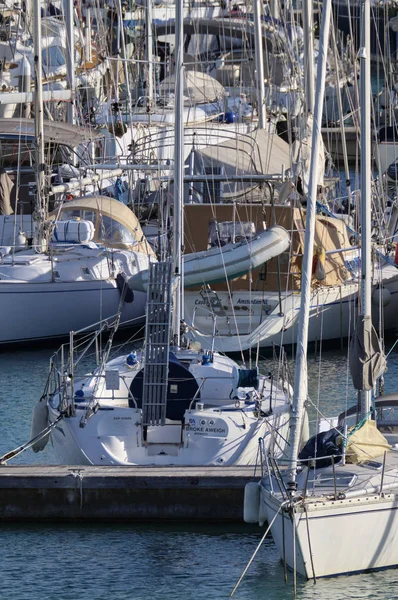 Italia Sicilia Mar Mediterráneo Marina Ragusa Enero 2019 Veleros Puerto — Foto de Stock