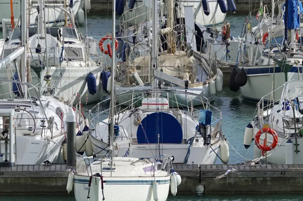 Italia Sicilia Mar Mediterráneo Marina Ragusa Enero 2019 Veleros Puerto — Foto de Stock