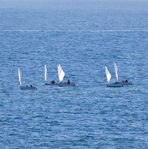 Italy Sicily Mediterranean Sea Marina Ragusa February 2019 Kids Sailing — Stock Photo, Image