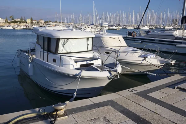 Italy Sicily Mediterranean Sea Marina Ragusa February 2019 Luxury Yachts — Stock Photo, Image