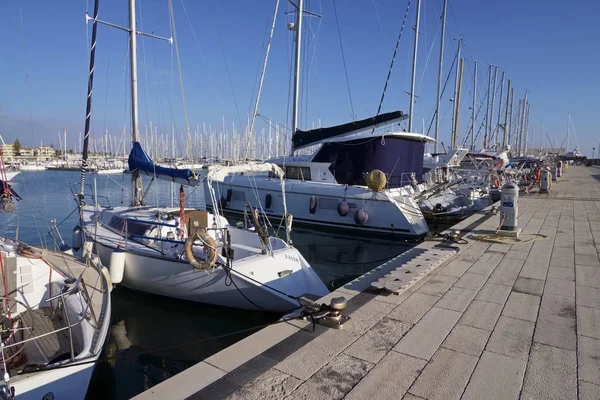 Italy Sicily Mediterranean Sea Marina Ragusa February 2019 Luxury Yachts — Stock Photo, Image