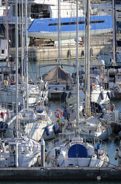 Italy Sicily Mediterranean Sea Marina Ragusa February 2019 Sailing Boats — Stock Photo, Image