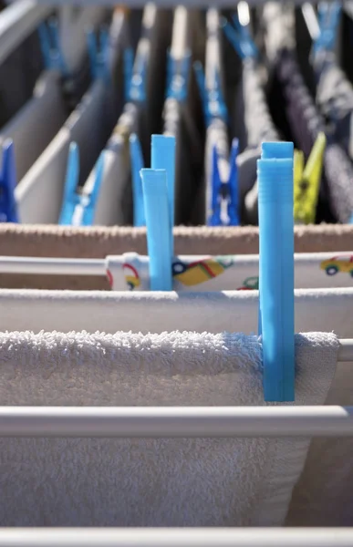 Washed Clothes Drying Rack — Stock Photo, Image