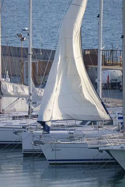 Italy Sicily Mediterranean Sea Marina Ragusa February 2019 Sailing Boats — Stock Photo, Image