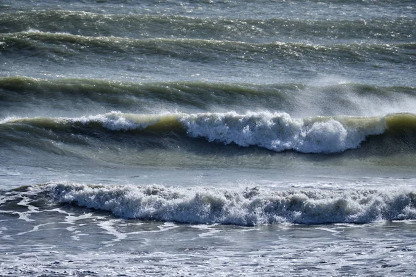 Italy, Sicily Channel, rough Mediterranean sea in winter