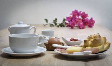 İtalya, Sicilya, gıda, Sicilya kahvaltı ahşap bir masa üzerinde