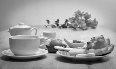 İtalya, Sicilya, gıda, Sicilya kahvaltı ahşap bir masa üzerinde