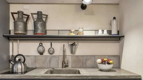 Italien Sizilien Provinz Ragusa Land Elegantes Privathaus Küche Blick Auf — Stockfoto