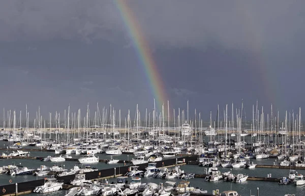 Italy Sicily Mediterranean Sea Marina Ragusa March 2014 Motor Boats — Stock Photo, Image