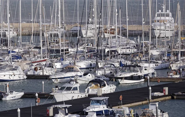 Italy Sicily Mediterranean Sea Marina Ragusa March 2014 Motor Boats — Stock Photo, Image
