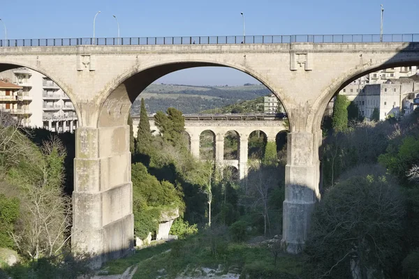 Italie Sicile Raguse Vue Sur Ville Ses Ponts Pierre — Photo