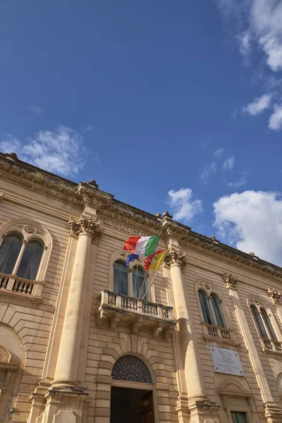 Talya Sicilya Scicli Ragusa Eyaletinde Barok Townhall Bina Cephe Görüntülemek — Stok fotoğraf