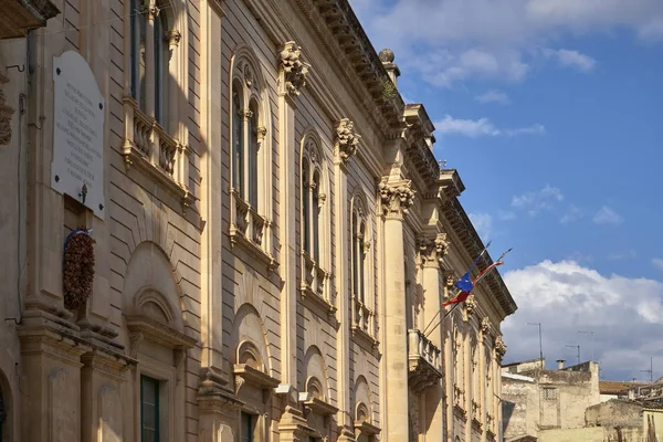 Itálie Sicílie Scicli Provincie Ragusa Pohled Fasádě Budovy Barokní Radnice — Stock fotografie