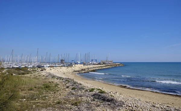 Italië Sicilië Middellandse Zee Marina Ragusa Uitzicht Haven Het Strand — Stockfoto