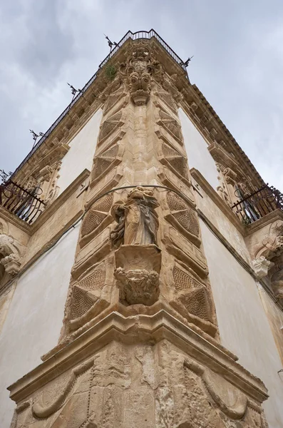 Italy Sicily Scicli Ragusa Province Baroque Beneventano Palace Facade Ornamental — Stock Photo, Image