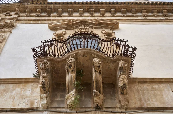 Italy Sicily Scicli Ragusa Province Baroque Beneventano Palace Facade Ornamental — Stock Photo, Image