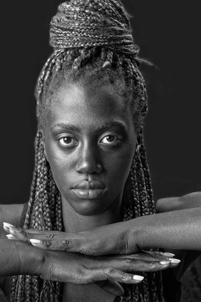 Jeune Femme Noire Portrait Studio — Photo