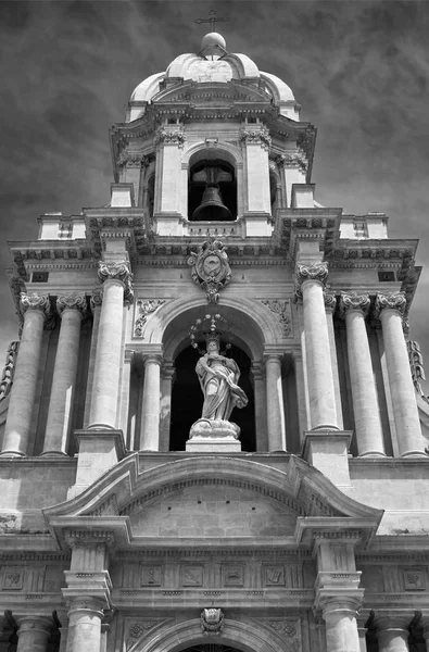 Italy Sicily Scicli Ragusa Province Bartolomeo Church Baroque Facade Bell — стоковое фото