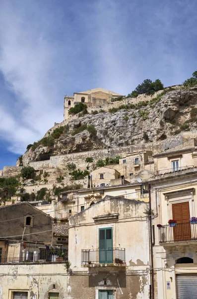 Италия Sicily Scicli Провинция Рагуза Вид Старинные Дома Города Монастырь — стоковое фото