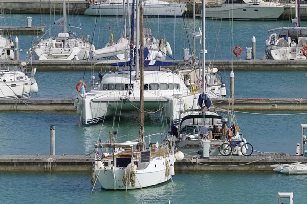 Italy Sicily Mediterranean Sea Marina Ragusa May 2019 Sailing Boats — Stock Photo, Image