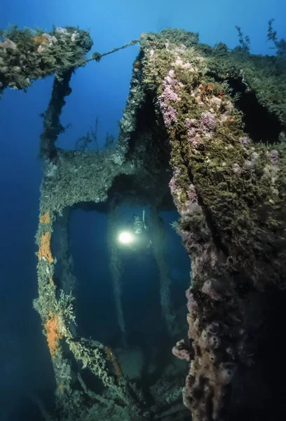 Montenegro Adriatic Sea Photo Wreck Diving Sunken Ship Film Scan — Stock Photo, Image