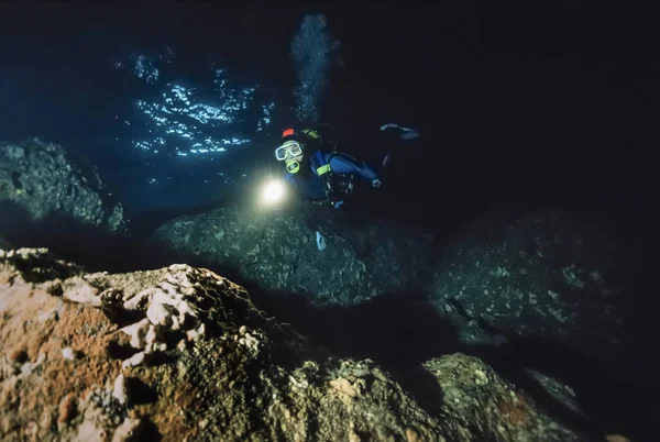 Montenegro Adriatiska Havet Foto Cave Dykning Film Scan — Stockfoto