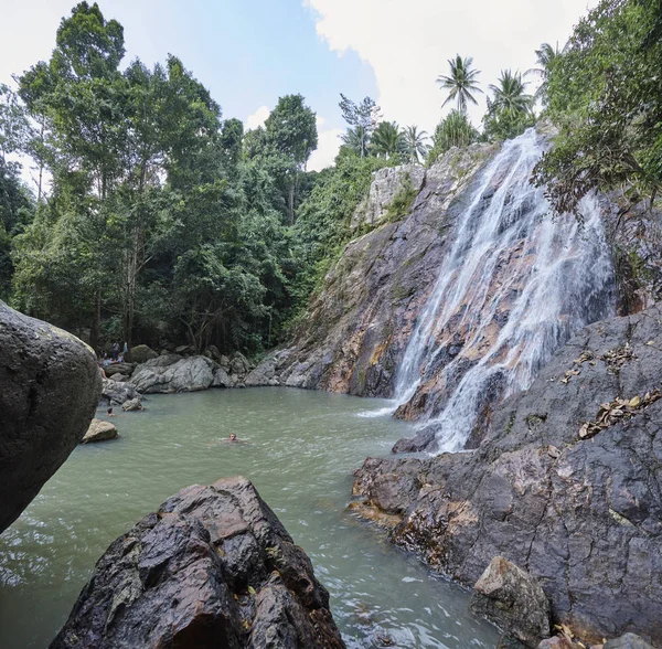 Thailand Koh Samui Samui Island March 2007 People Muang Falls — Stock Photo, Image